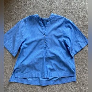 Muji cotton top, blue with white stripes. Size M-L